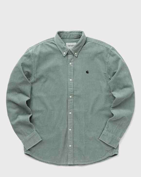 Carhartt WIP L/S Madison Cord Shirt Green - GLASSY TEAL / BLACK