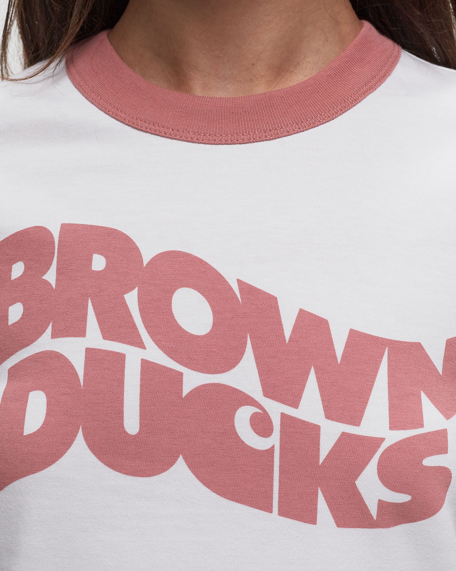 WMNS S/S Brown Ducks Ringer Tee