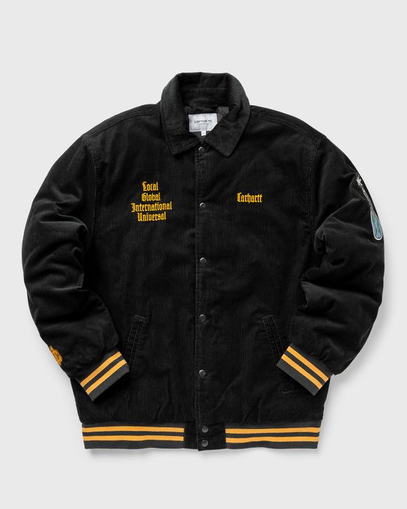 Carhartt WIP Letterman Jacket Black - DARK CEDAR / OCHRE