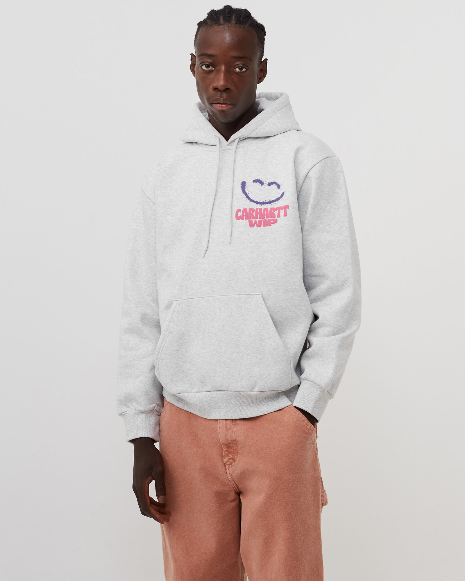 Carhartt WIP Hooded Happy Script Sweat Grey | BSTN Store
