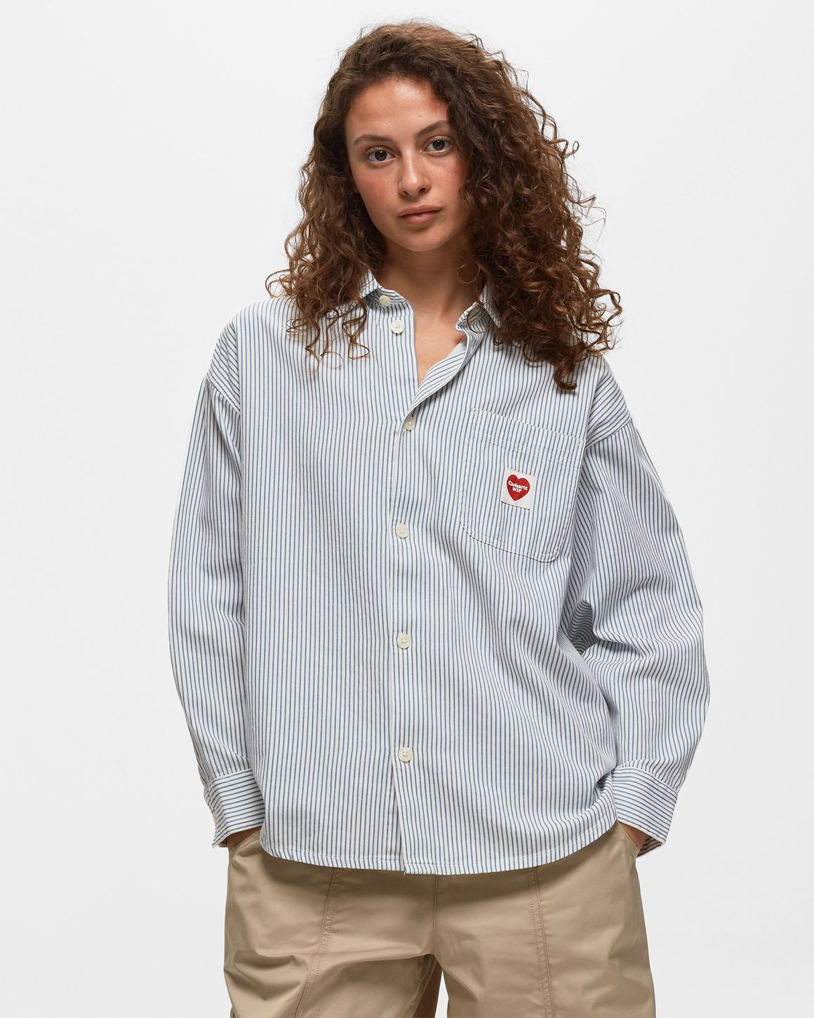 Carhartt WIP WMNS L/S Terrell Shirt Blue/White | BSTN Store