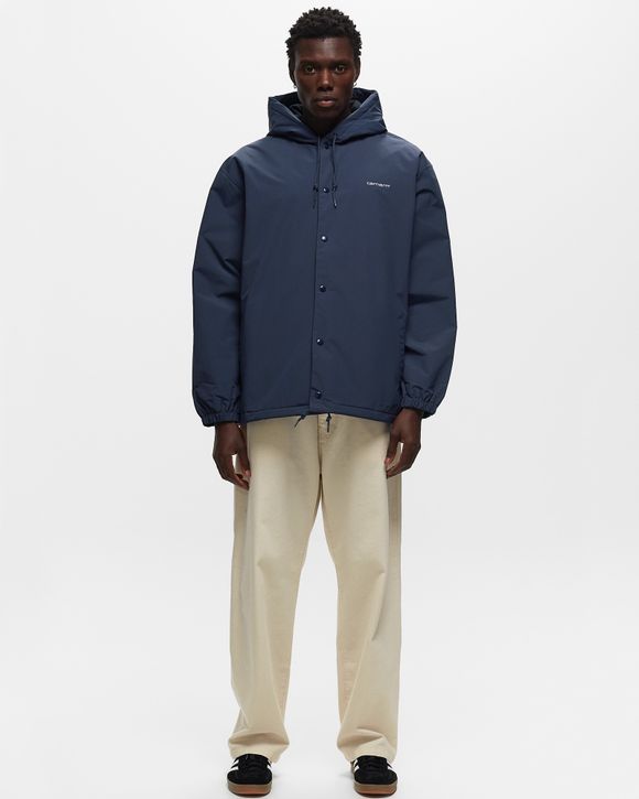 Carhartt WIP Hooded Coach Jacket Blue - Blue / White