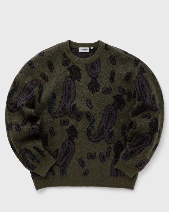 Carhartt WIP Medford Sweater Green - PAISLEY JACQUARD, PLANT