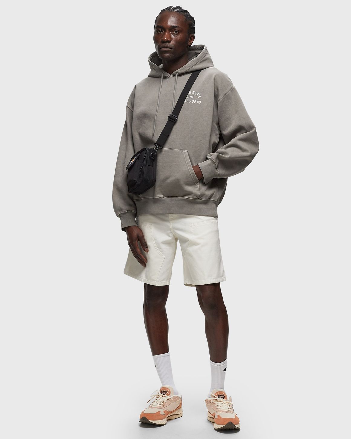 Carhartt WIP Hooded Class of 89 Sweat Grey - MARENGO / WHITE GARMENT DYED