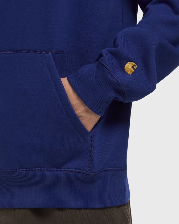 【送料&関税込】Carhartt Blue Cotton Blend Hooded Chase Swea Blue Chase Hoodie by Carhartt Work In Progress on Sale