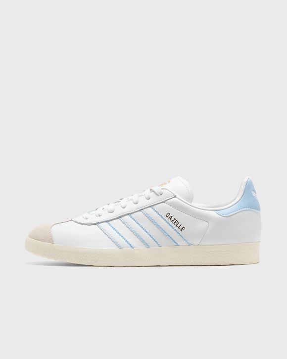 Adidas gazelle white leather blue outlet stripes