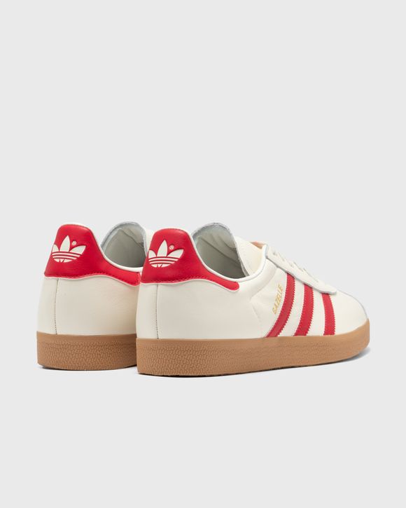 Adidas gazelle white with cheap red stripes