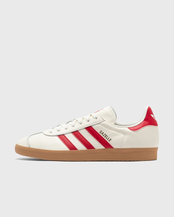 Adidas gazelle white store with red stripes