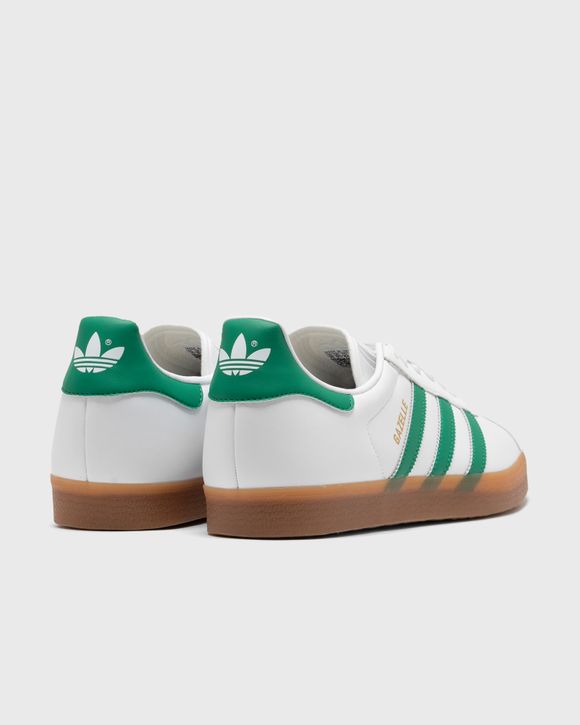 Adidas gazelle white green clearance stripes