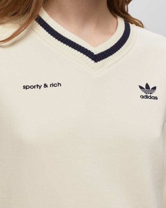 Adidas WMNS SPORTY & RICH V-NECK CREW White | BSTN Store