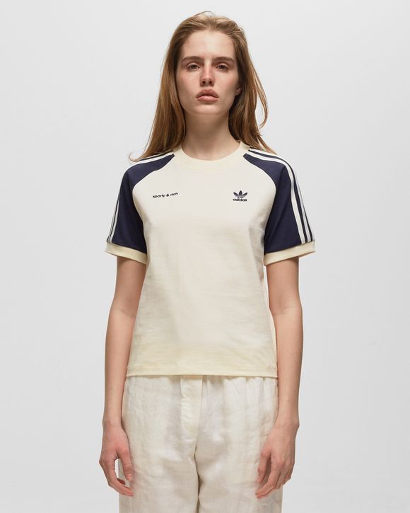 Adidas WMNS SPORTY & RICH TEE Blue/White - CWHITE