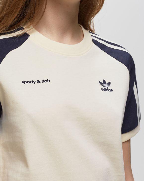 Adidas WMNS SPORTY & RICH TEE Blue/White - CWHITE