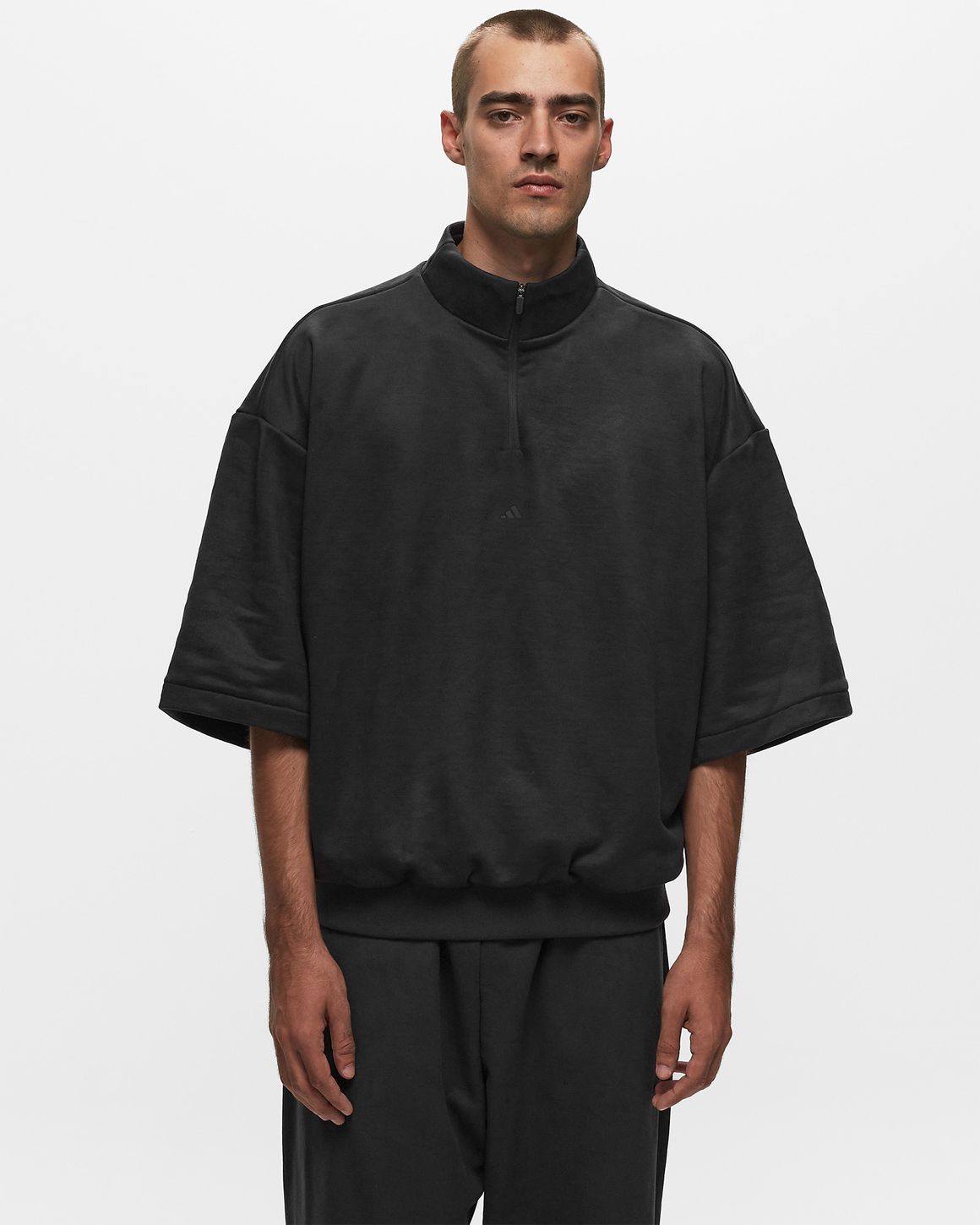 adidas Basketball Velour Half Zip Sweatshirt / Halo Green
