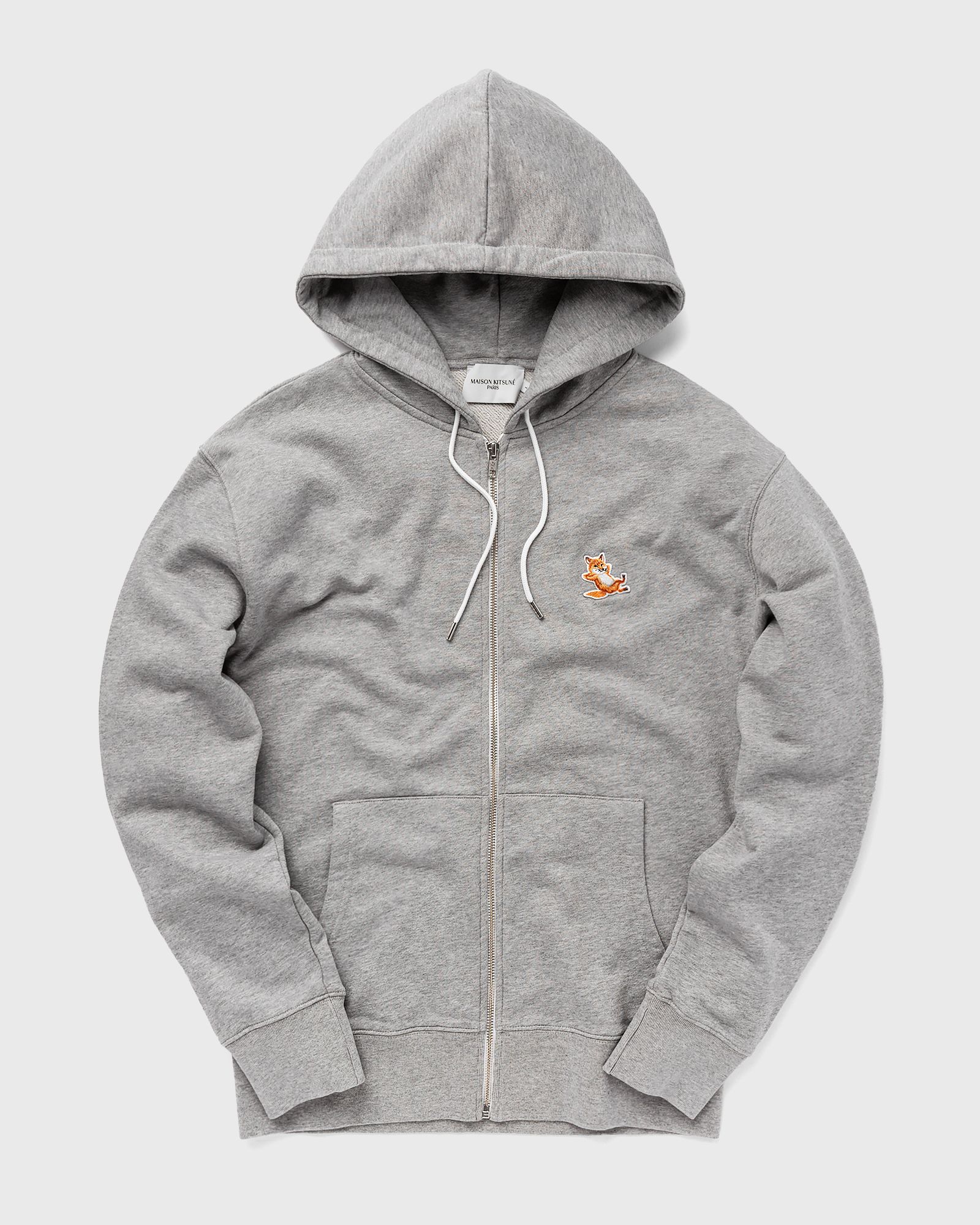 Maison Kitsune - chillax fox patch zipped hoodie men hoodies|zippers grey in größe:s