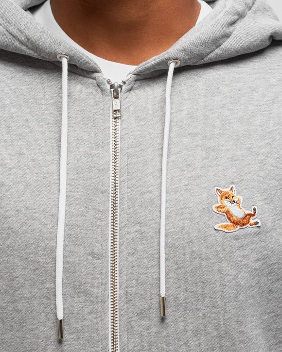 Maison Kitsune CHILLAX FOX PATCH ZIPPED HOODIE Grey BSTN Store