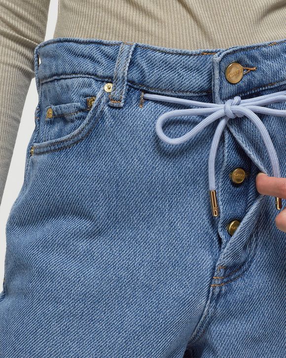 Ganni Heavy Denim Wide Drawstring Jeans Blue
