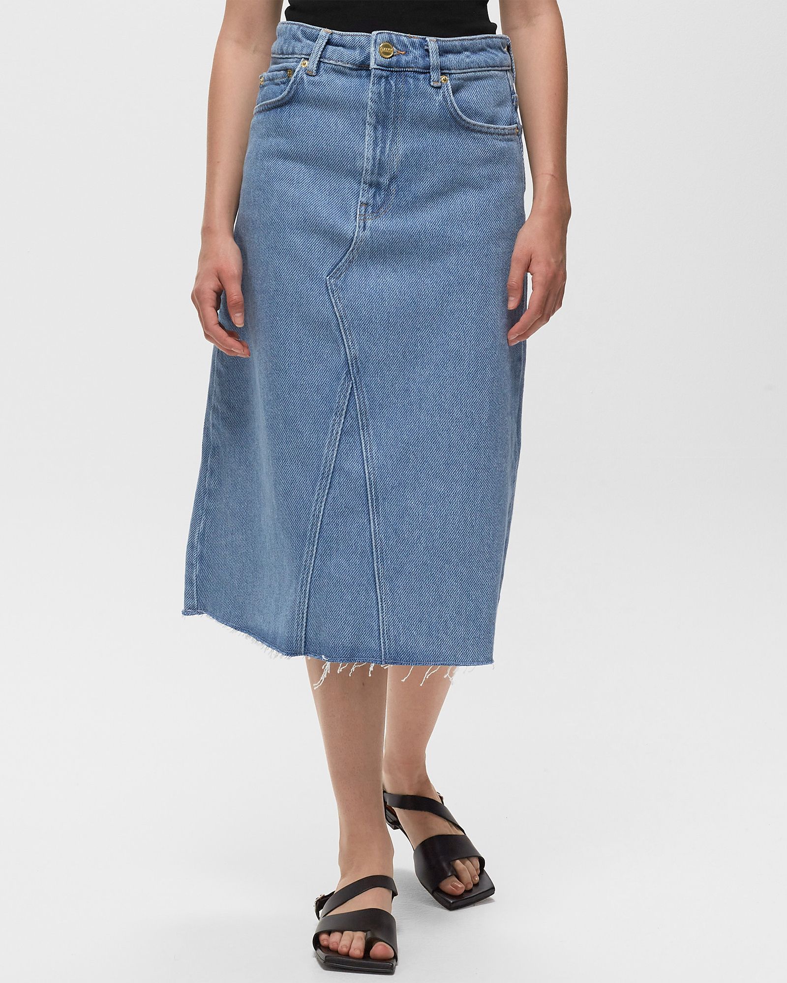 Heavy Denim Midi Skirt