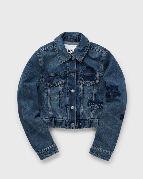 Ganni Patch Denim Bomber Jacket Blue | BSTN Store