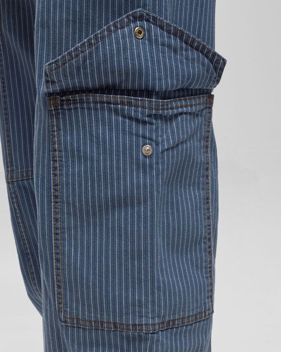 Ganni Light Stripe Denim Cargo Pants Blue | BSTN Store