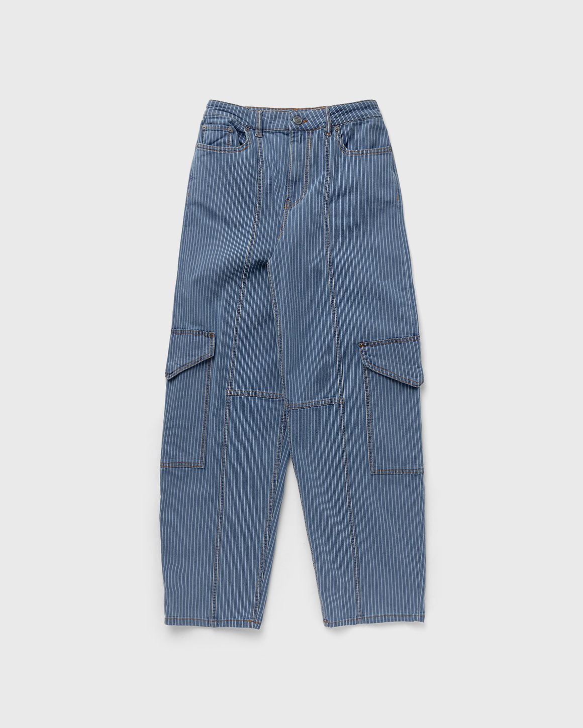 【関税＆送料込み】Ganni Organic Cotton Cargo Trousers Ganni Striped Denim Cargo Trousers - W28 | Coggles