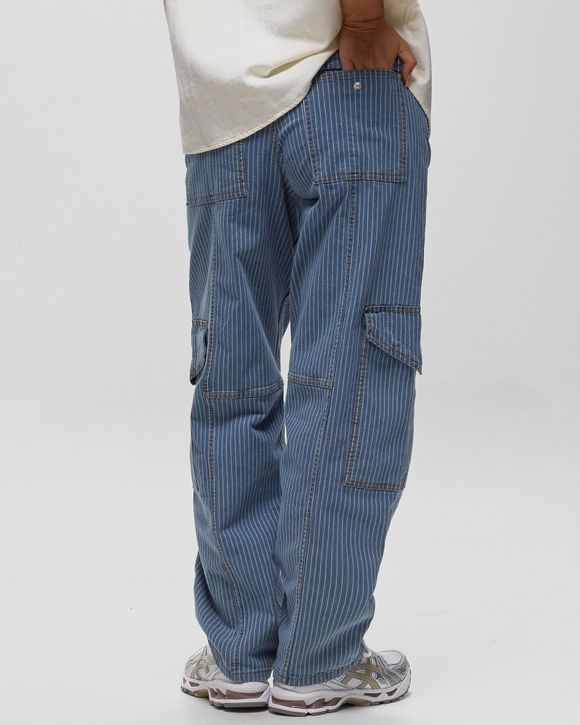 Light Stripe Denim Cargo Pants