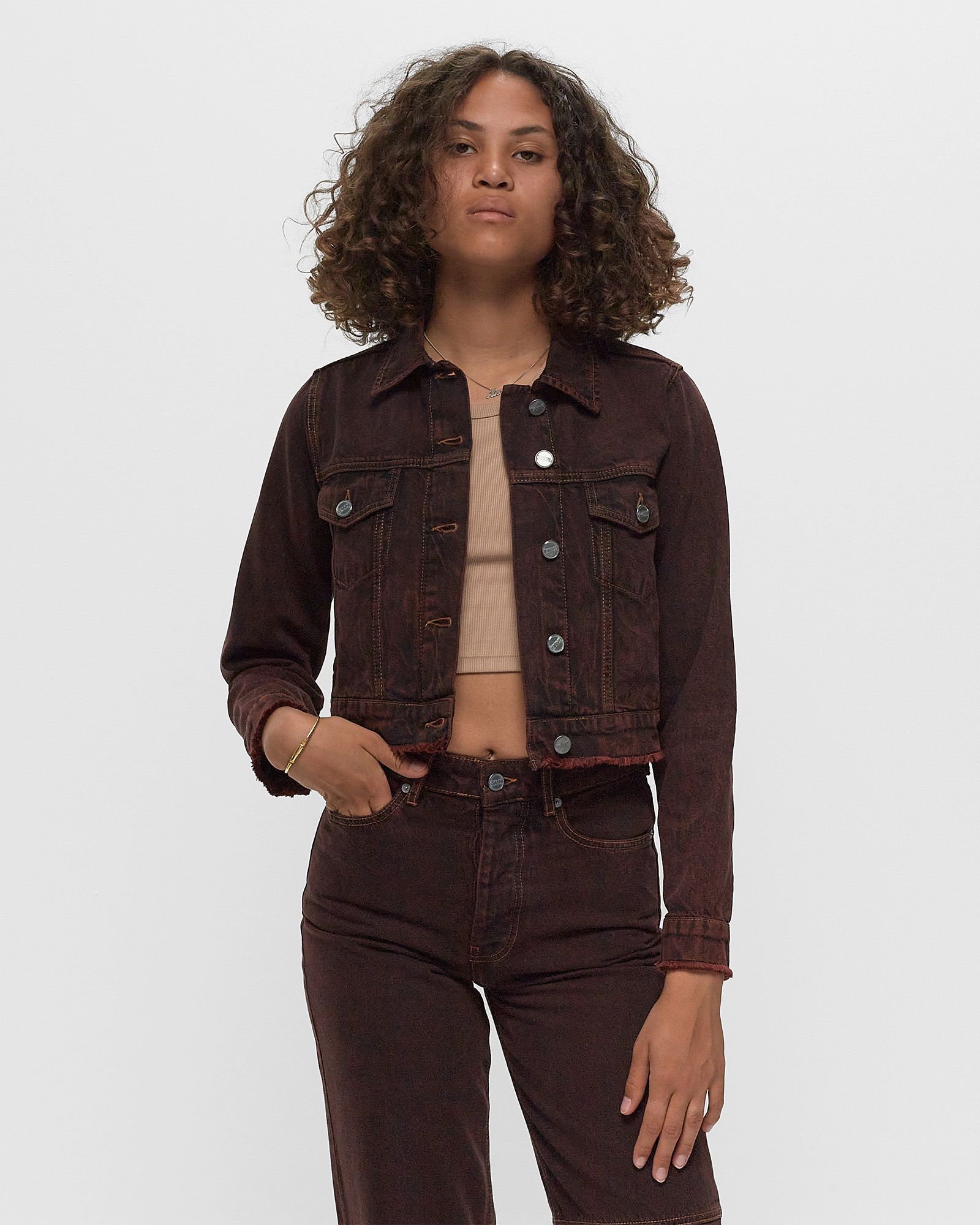 Overdyed Bleach Denim Cropped Jacket