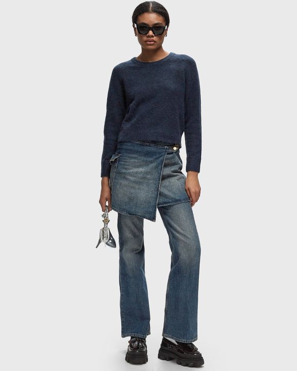 Thumbnail - Heavy Washed Denim Flared Skirt Jeans