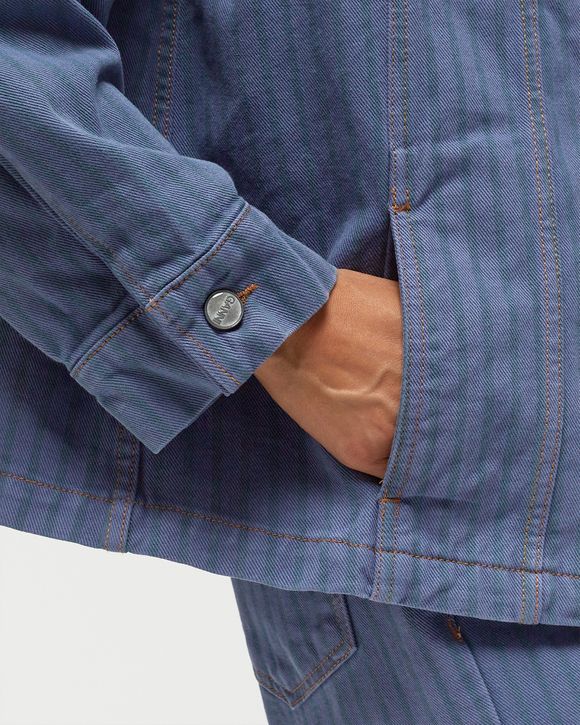 Ganni Stripe Overdyed Denim Jacket Blue | BSTN Store
