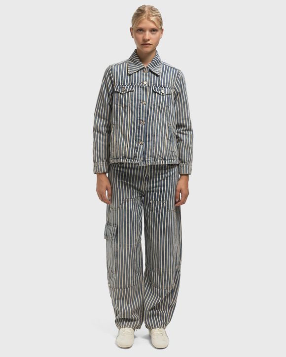 Ganni Light Stripe Denim Carpenter Jeans Blue | BSTN Store