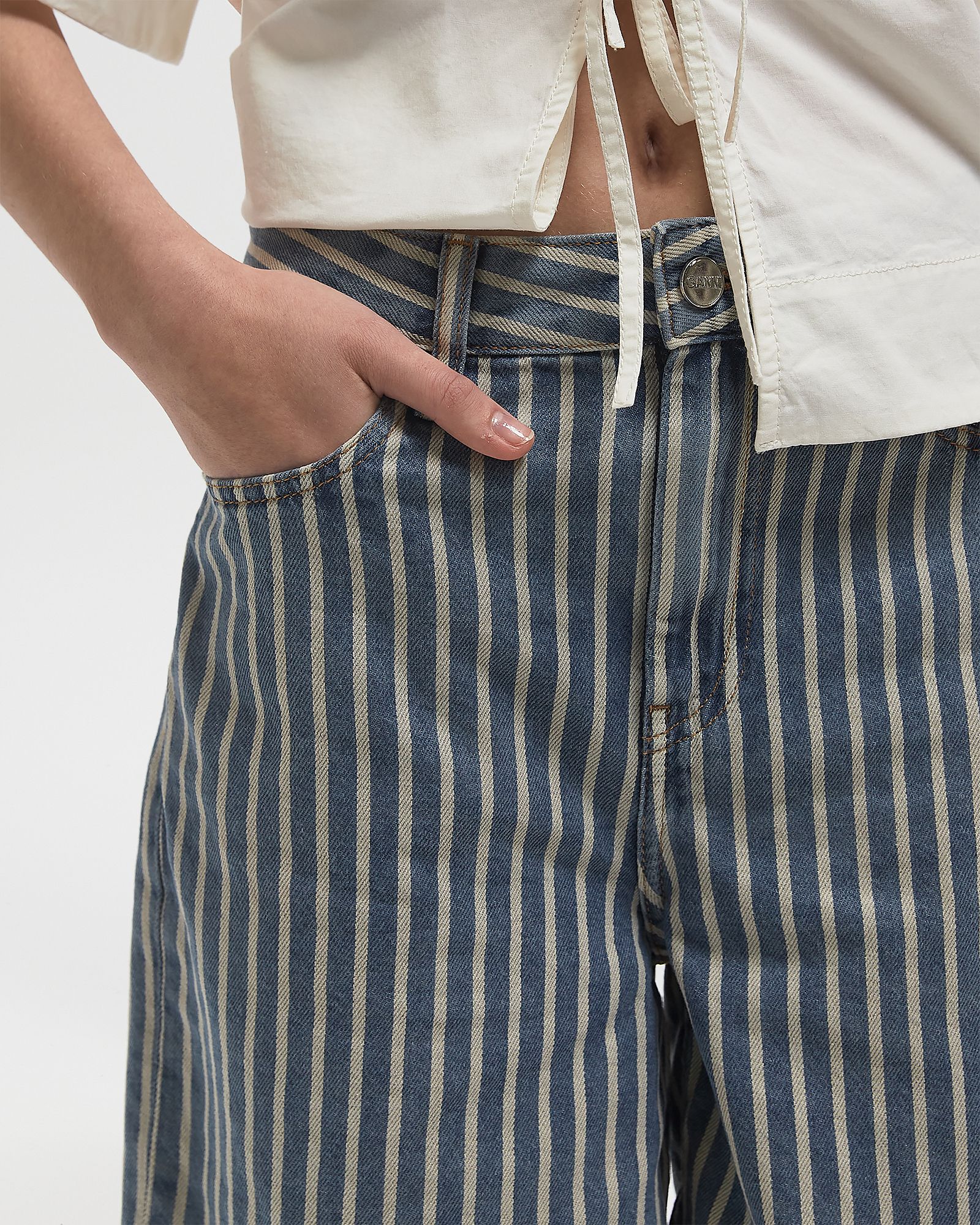 Light Stripe Denim Shorts