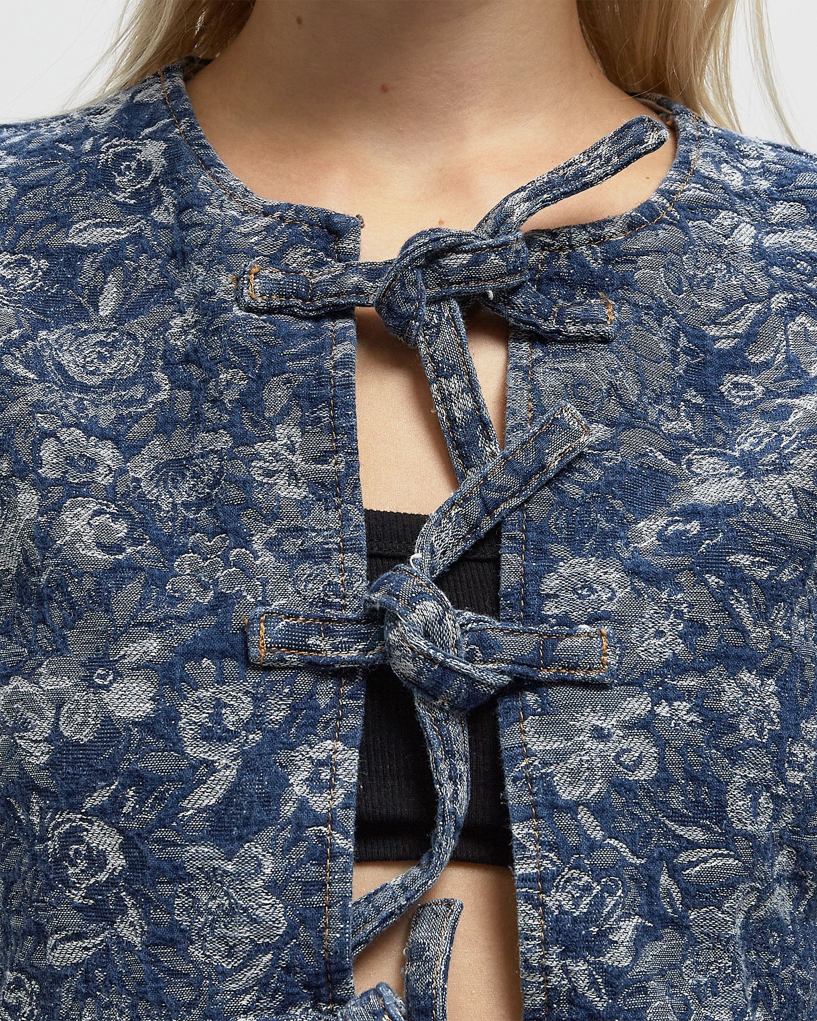 Tapestry Denim Peplum Blouse