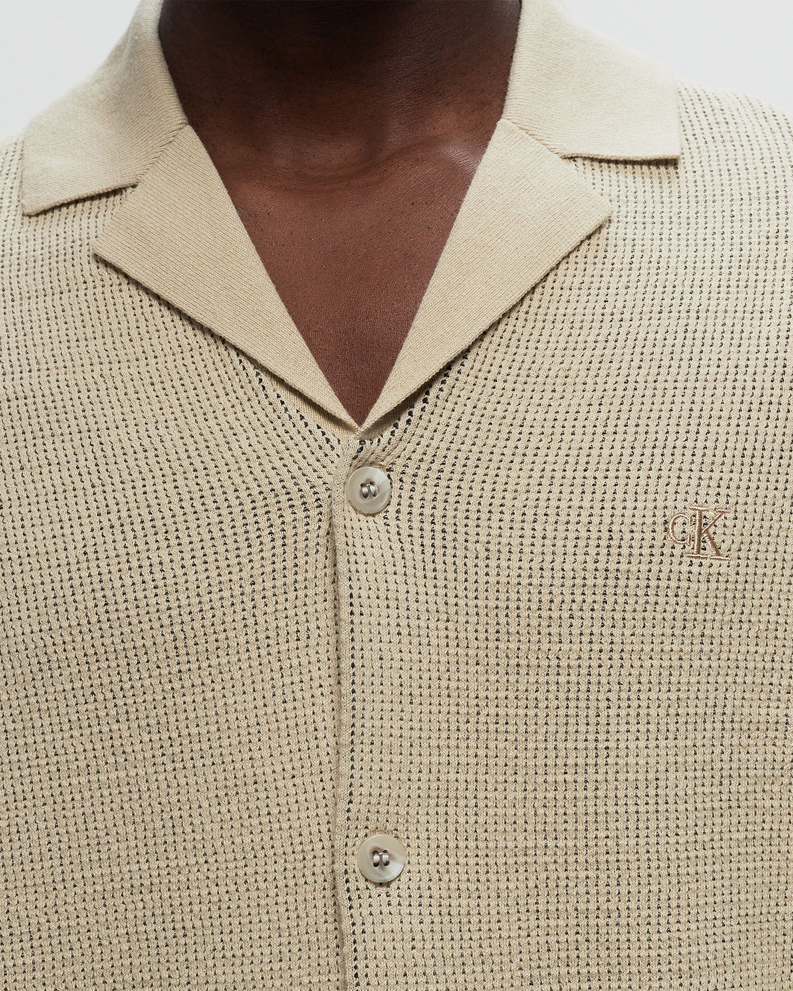 SS TEXTURE SWEATER CAMP COLLAR