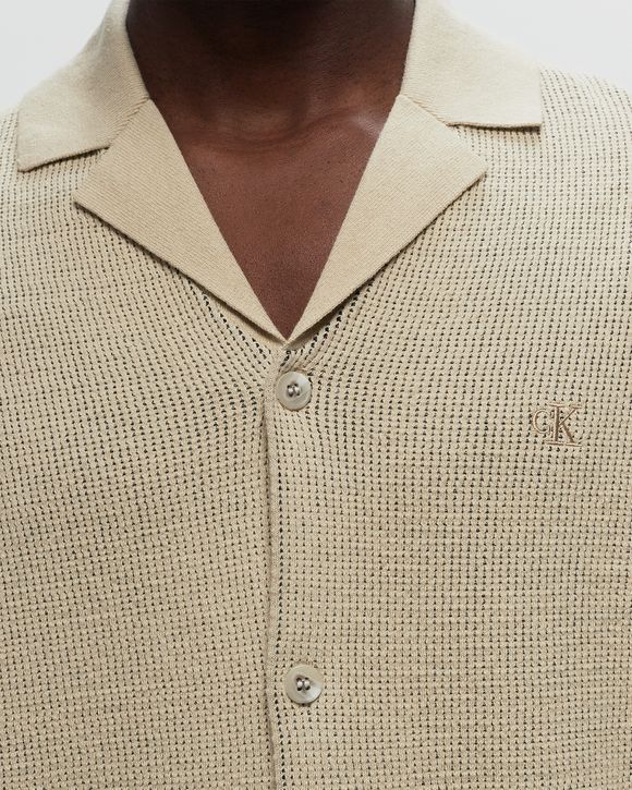 SS TEXTURE SWEATER CAMP COLLAR