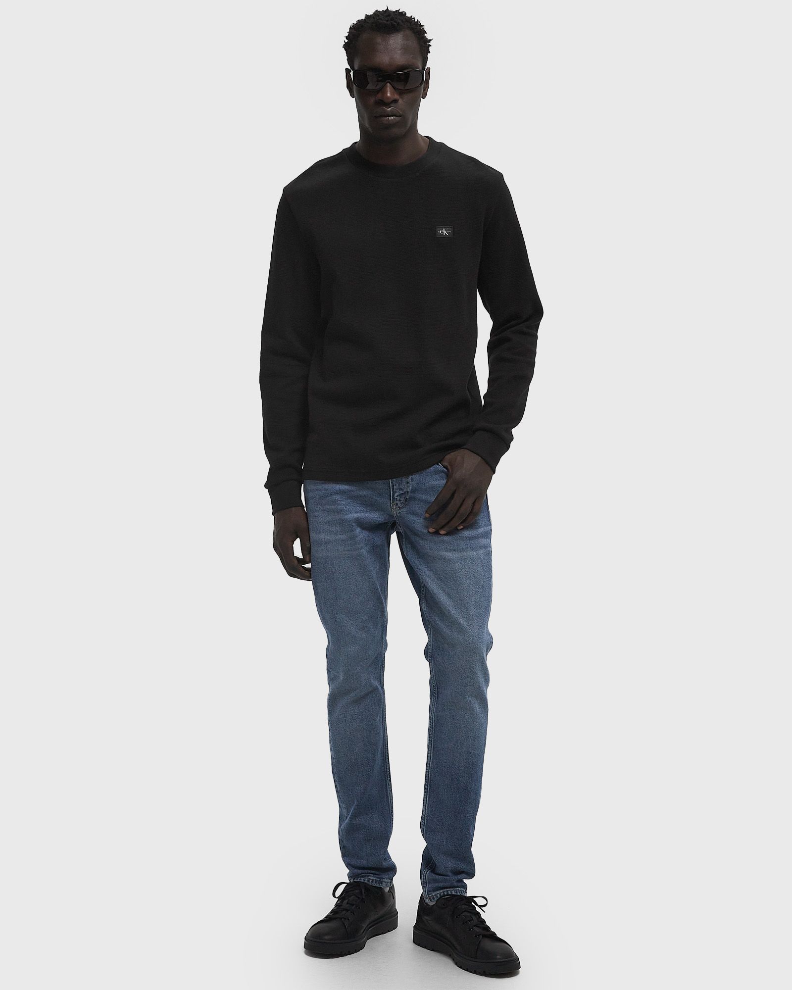 WOVEN LABEL WAFFLE LS TEE