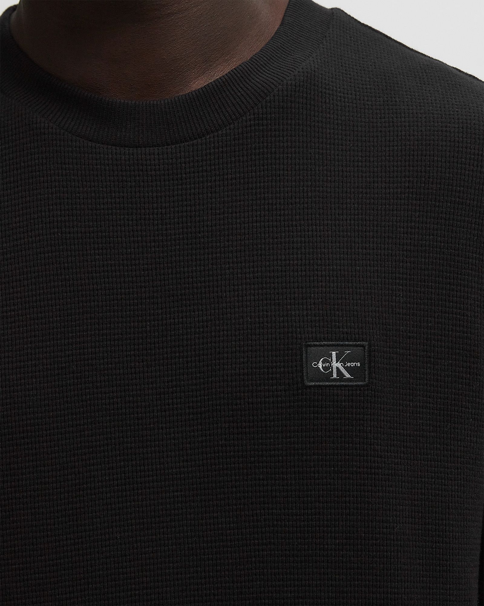 WOVEN LABEL WAFFLE LS TEE