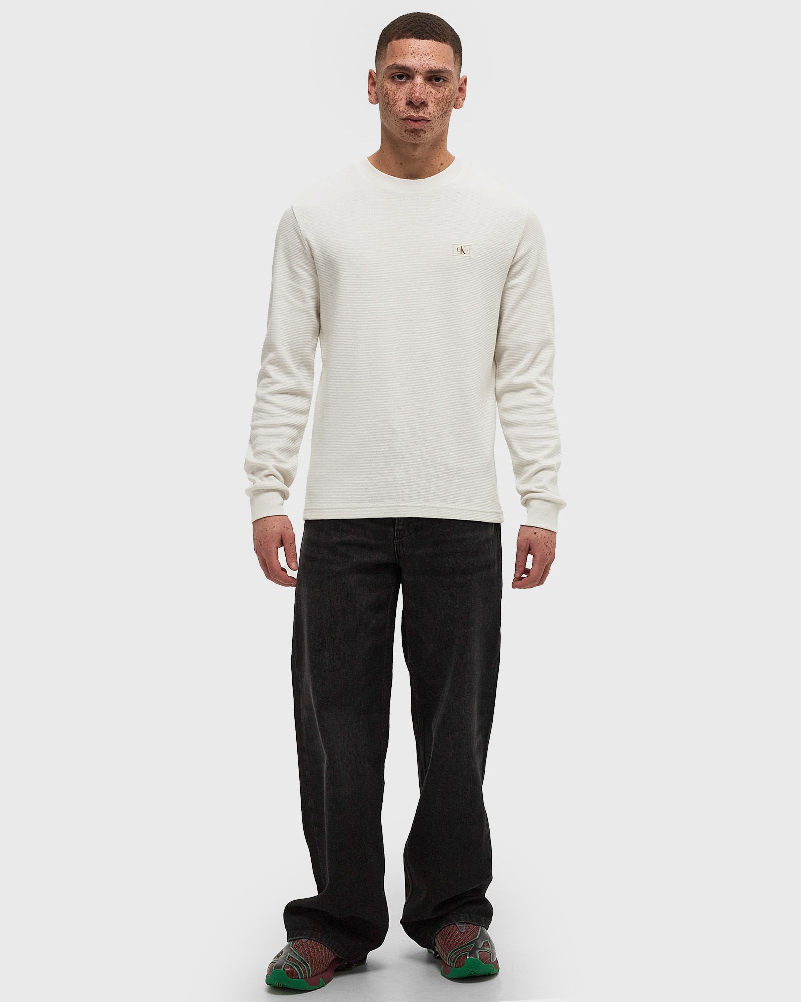 WOVEN LABEL WAFFLE LS TEE