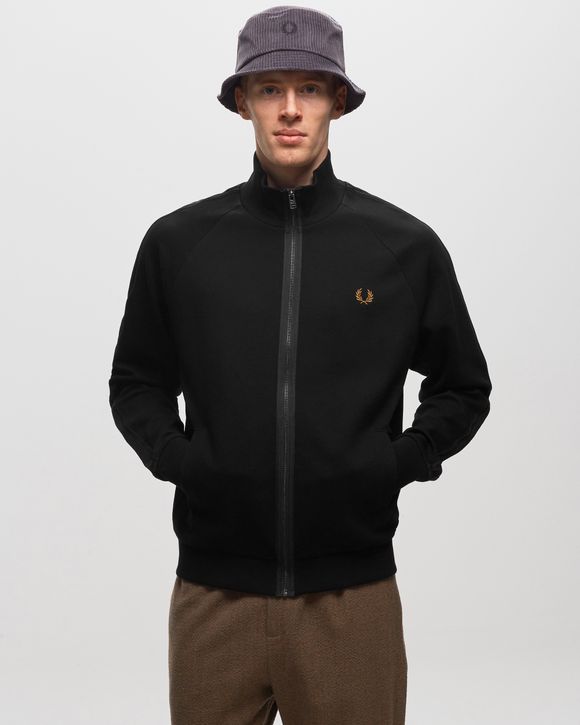 Fred Perry Knitted Tape Track Jacket Black - BLACK