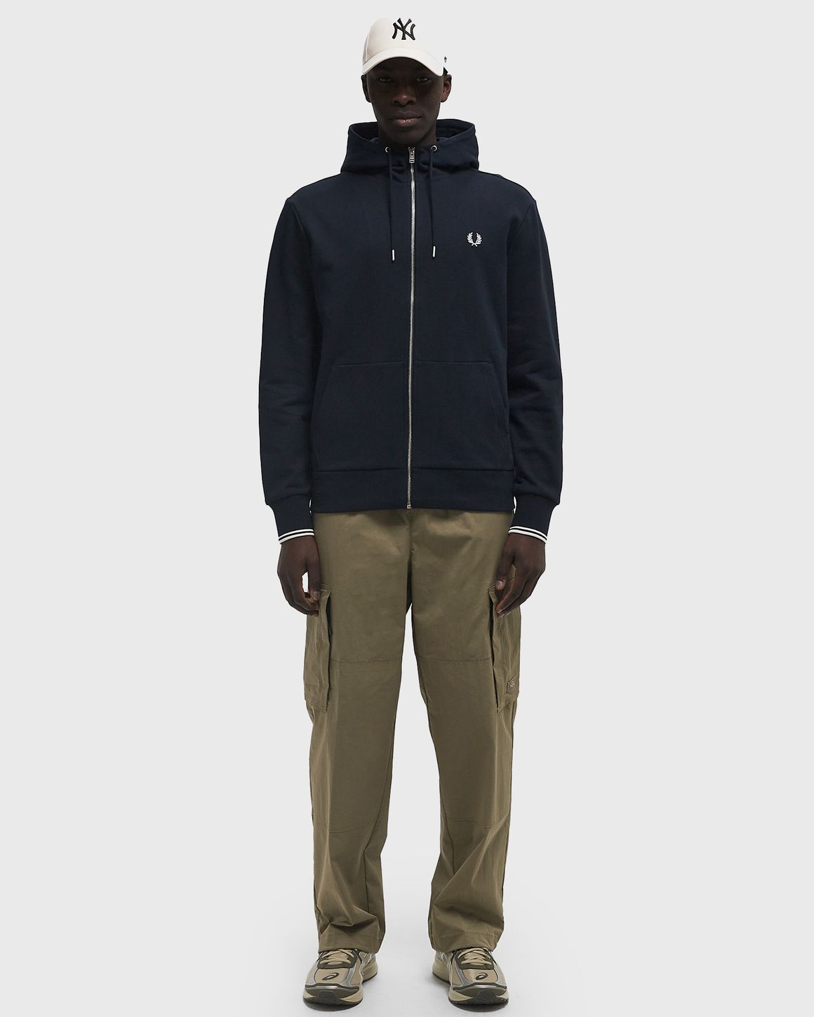 Fred Perry HOODED ZIP THROUGH SWEATSHIRT Blue | BSTN Store