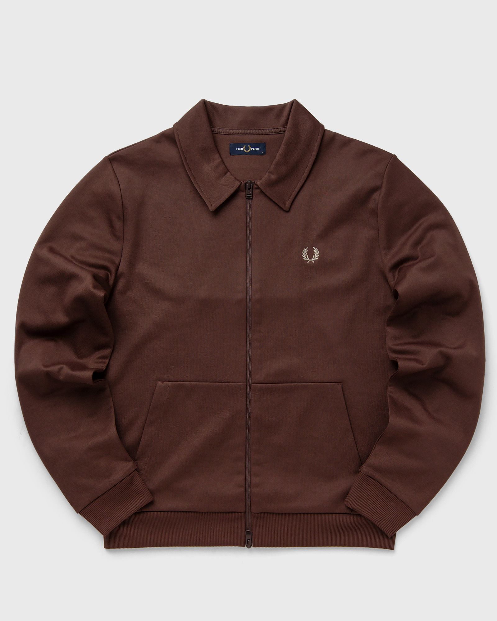 Fred Perry - tape detail collared track jkt men track jackets brown in größe:l