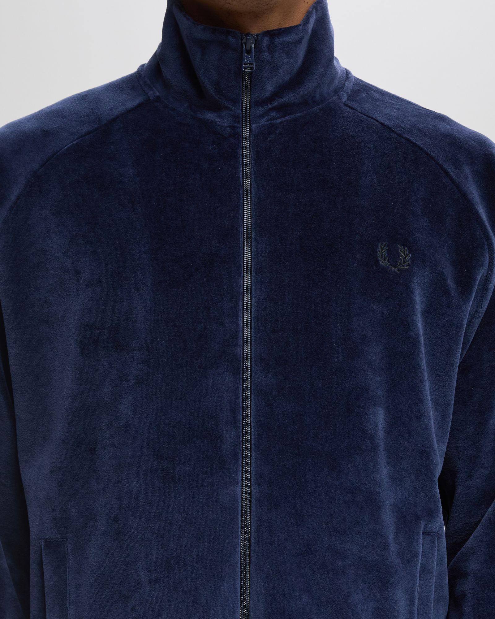 トップス fredperry velour quilt wzip track jacket Fred Perry - Track Black/Laurel Wreath Green - Track Jacket