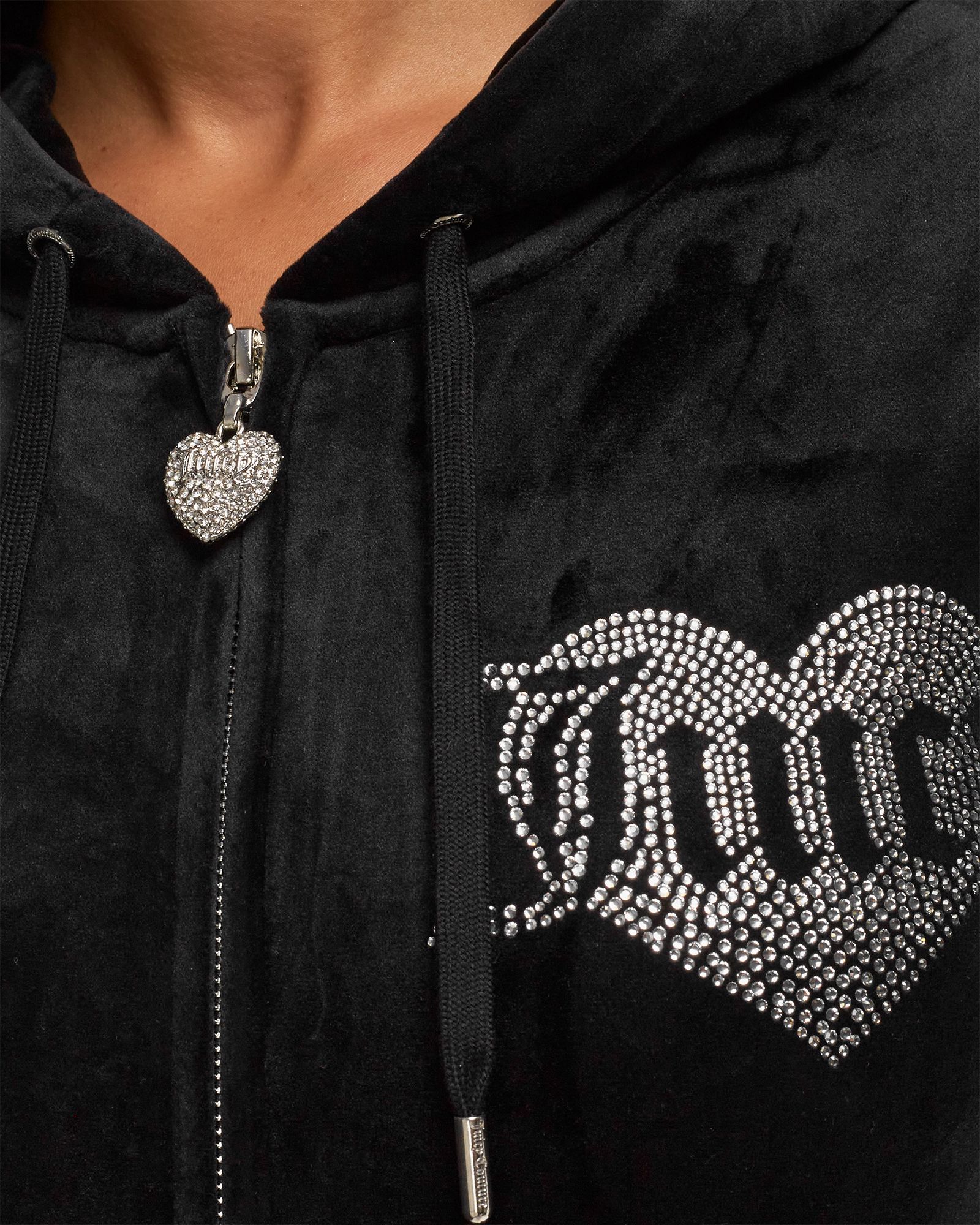 VELOUR HOODIE WITH HEART DIAMANTE