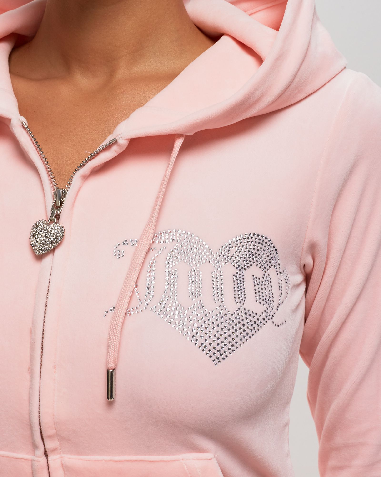 VELOUR HOODIE WITH HEART DIAMANTE