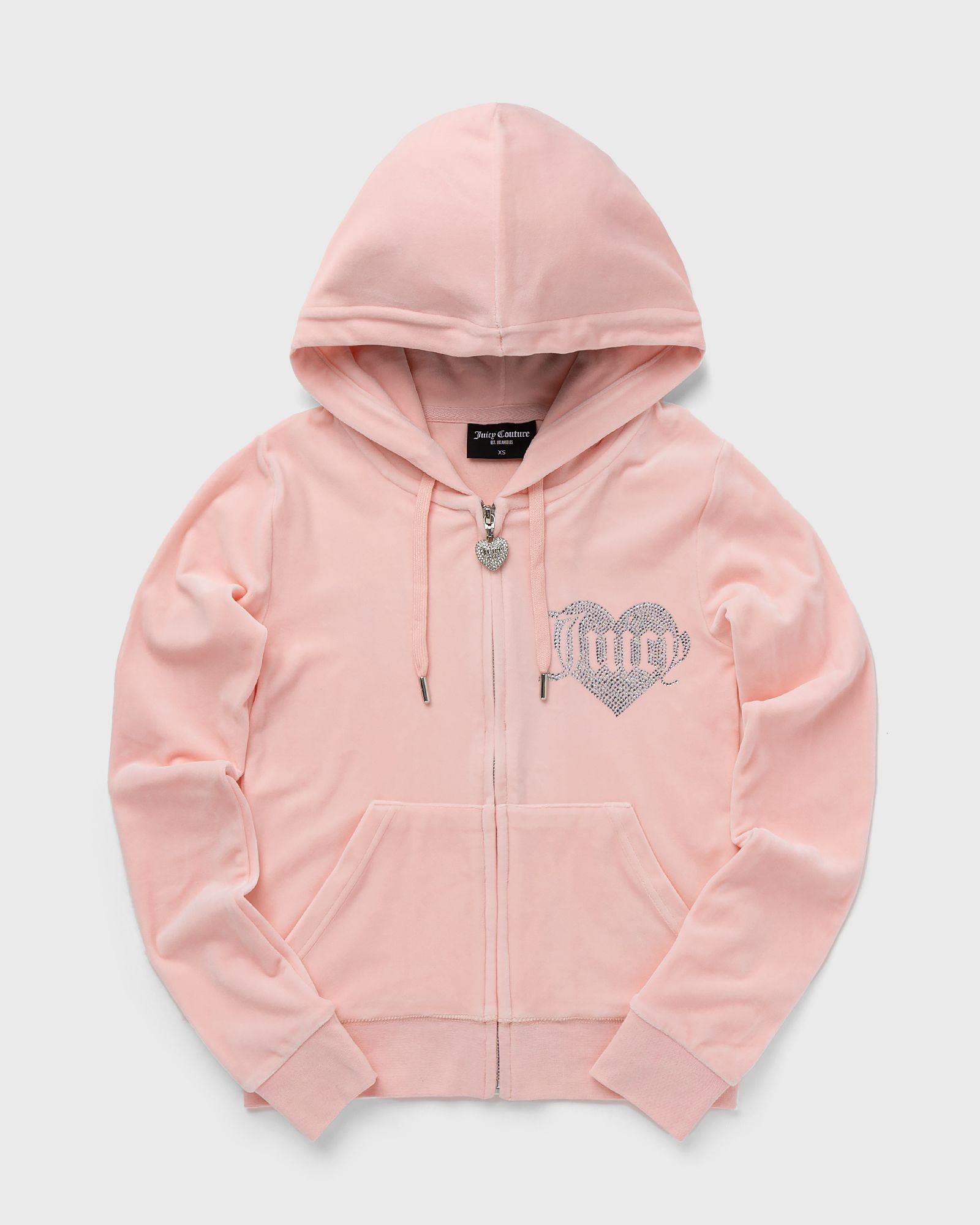 Juicy Couture - velour hoodie with heart diamante women hoodies|zippers pink in größe:xs