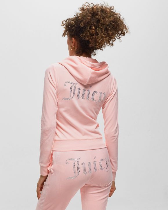 Juicy Couture VELOUR HOODIE WITH HEART DIAMANTE Pink