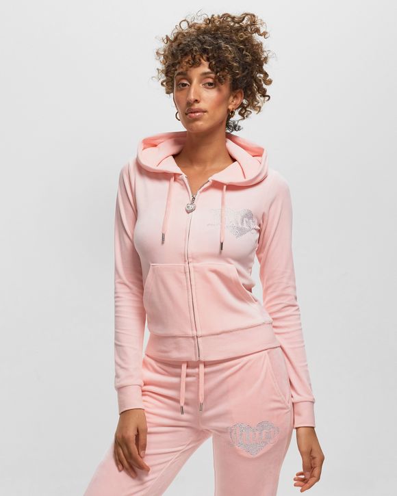 Juicy Couture VELOUR HOODIE WITH HEART DIAMANTE Pink | BSTN Store
