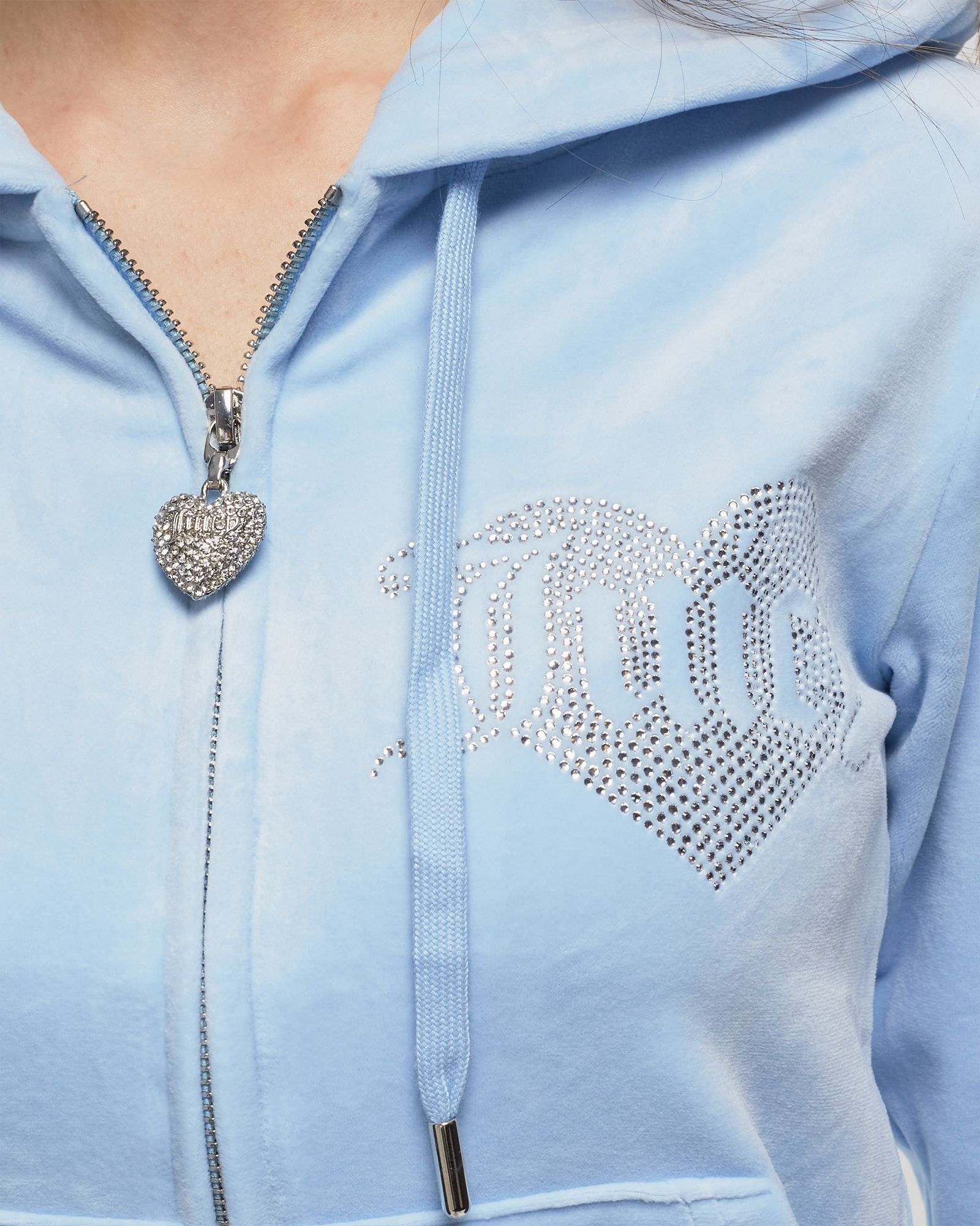 VELOUR HOODIE WITH HEART DIAMANTE