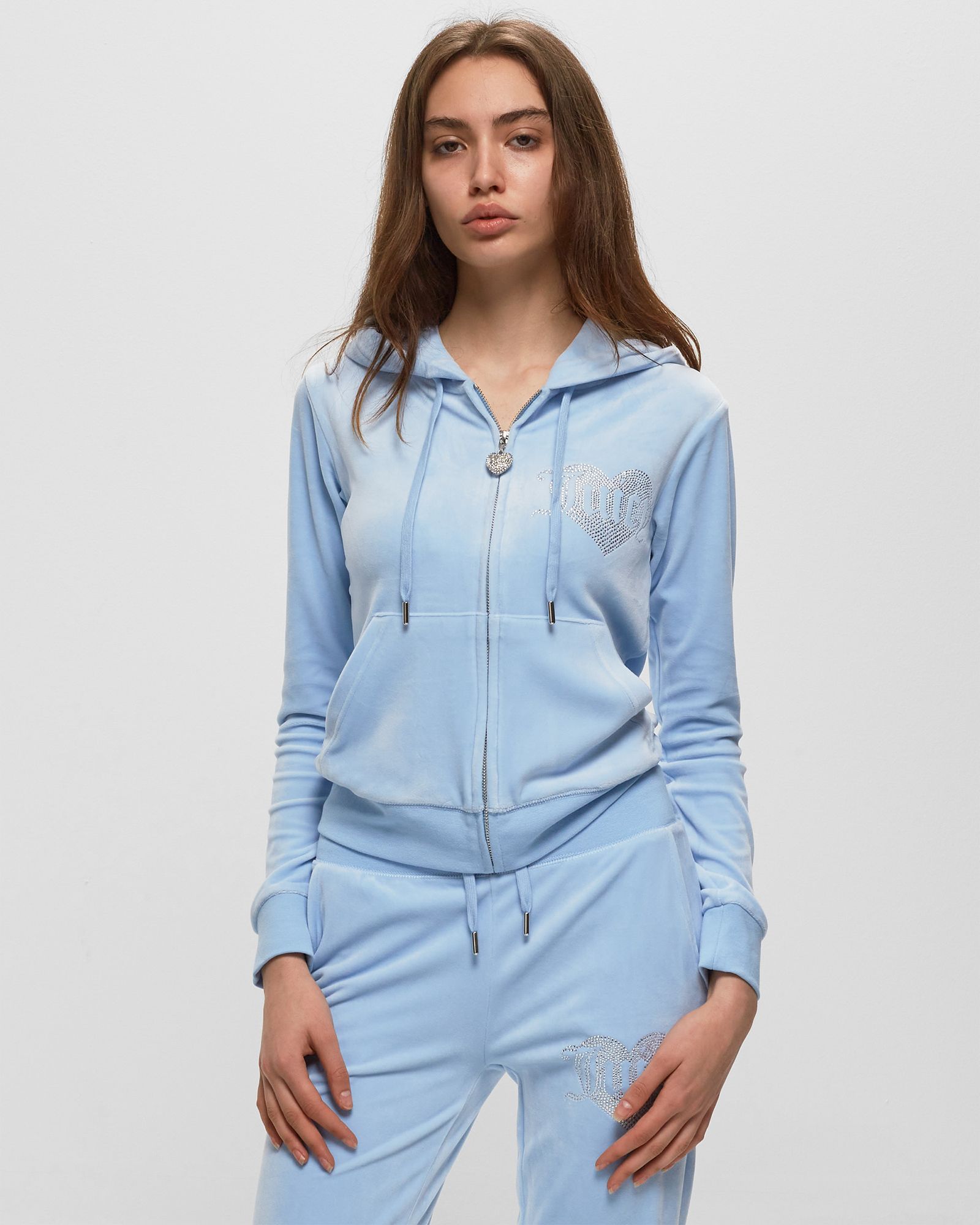 VELOUR HOODIE WITH HEART DIAMANTE