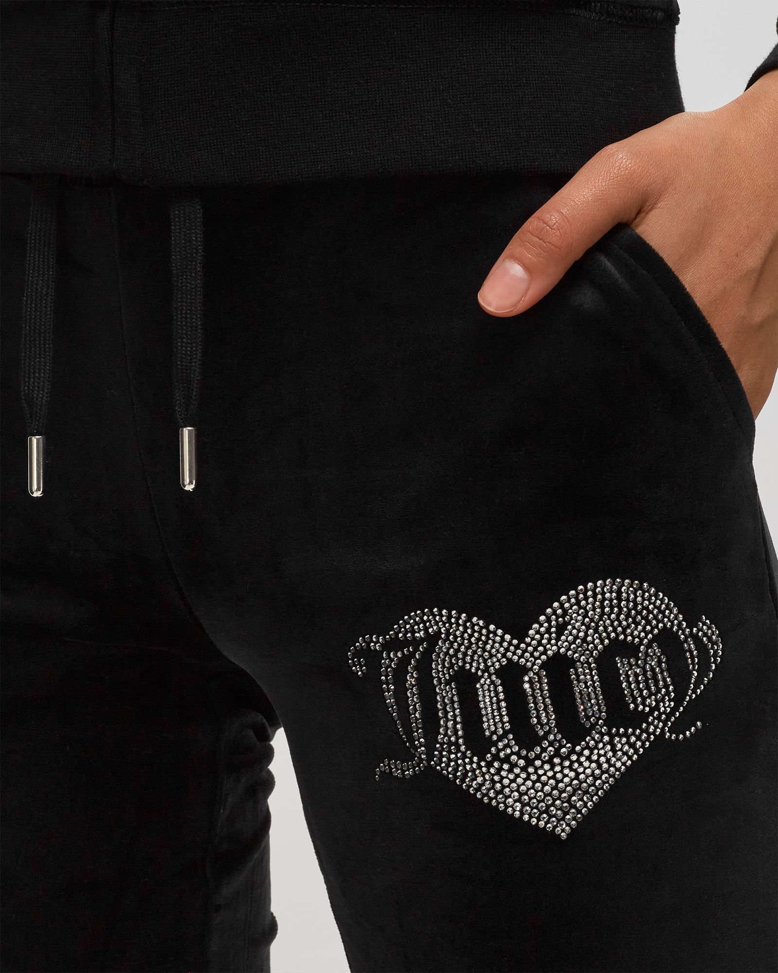 VELOUR TRACKPANT WITH HEART DIAMANTE