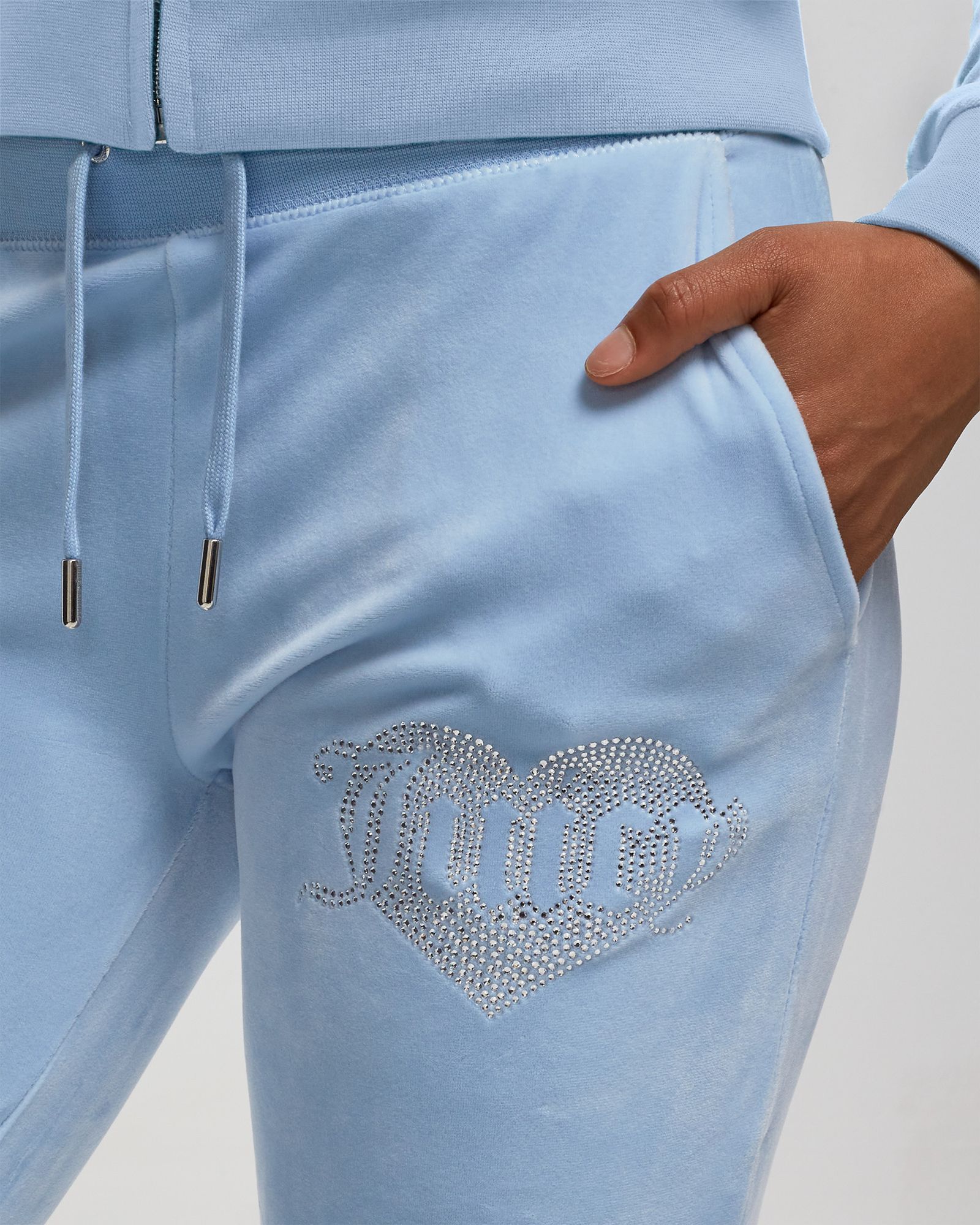 VELOUR TRACKPANT WITH HEART DIAMANTE