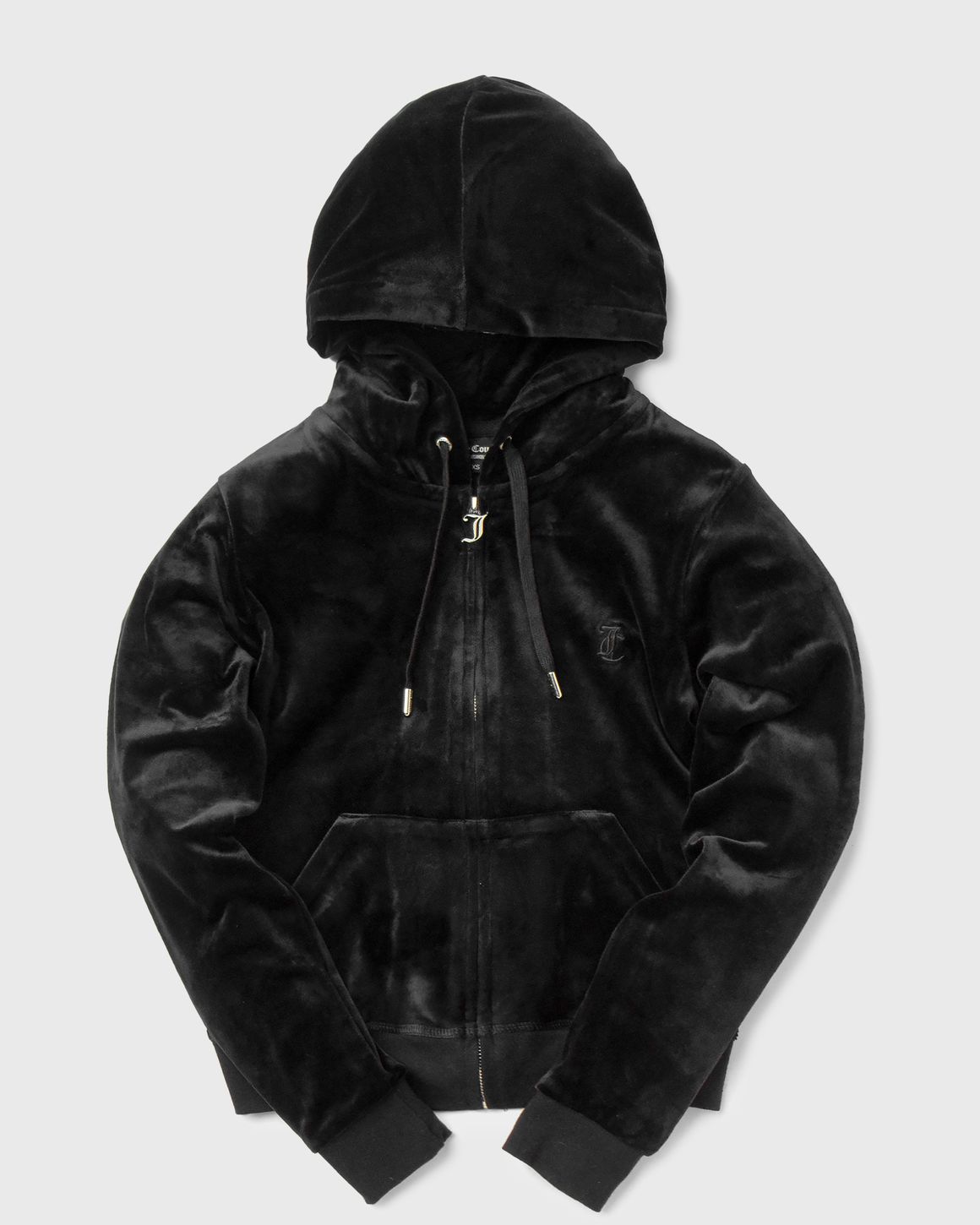 Black velour zip up hoodie online